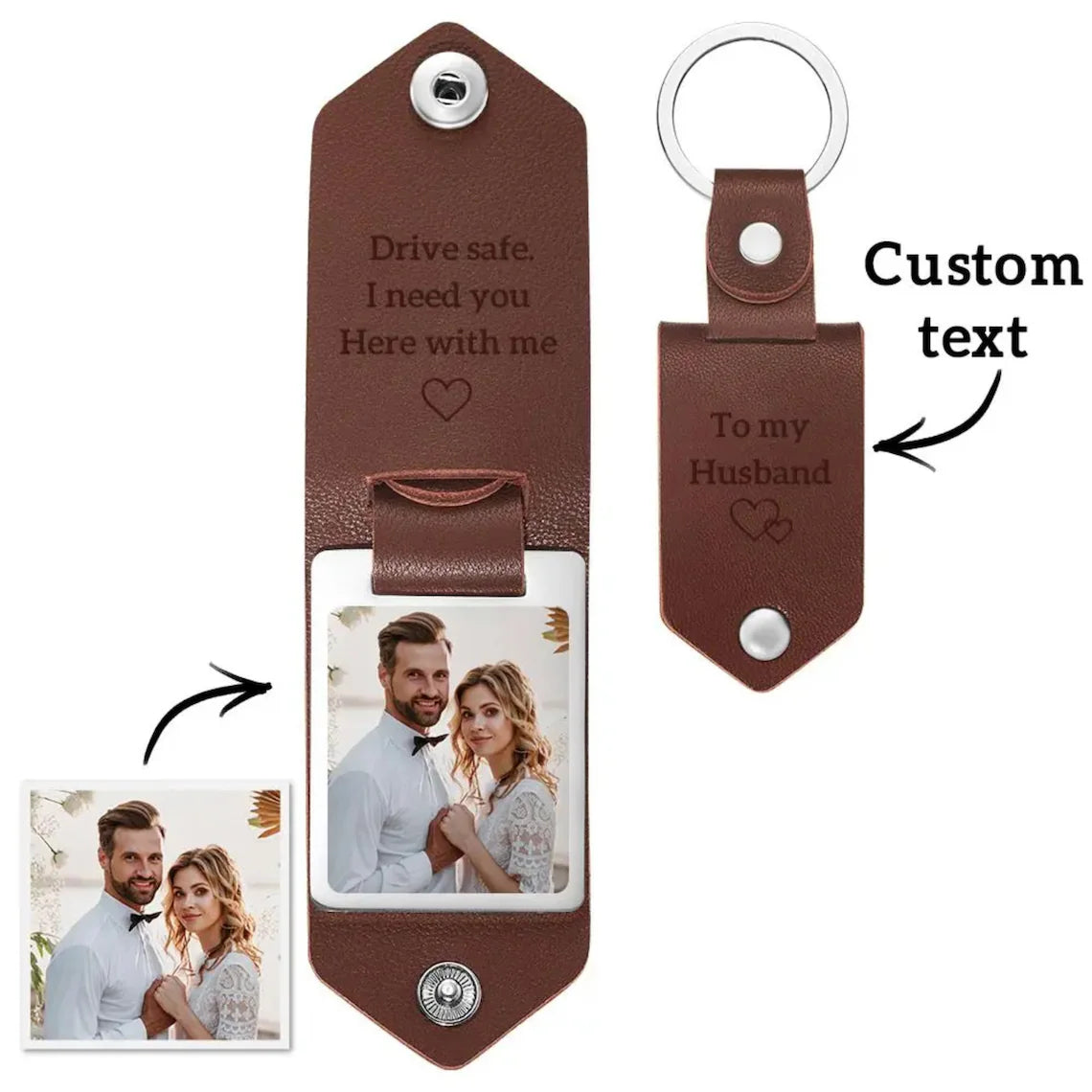 Drive safe leather on sale keychain