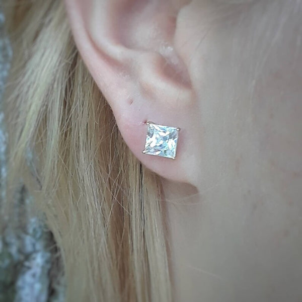 18k Gold Plated Square CZ Studs HNS Studio Canada