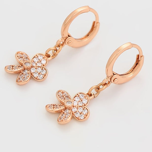 Beautiful Flower Drop Earrings- Rose Gold HNS Studio Canada