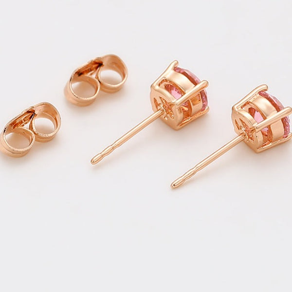Romantic Pink Stud Earrings-18k Gold Plated