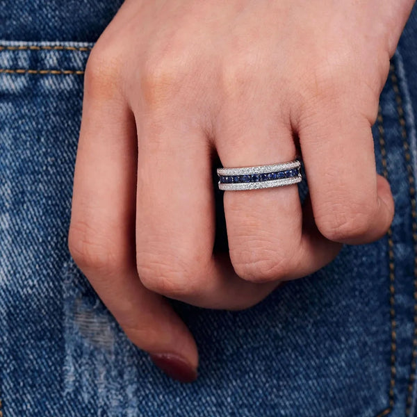 Eternity Sapphire Band 925 Sterling Silver HNS Studio Canada