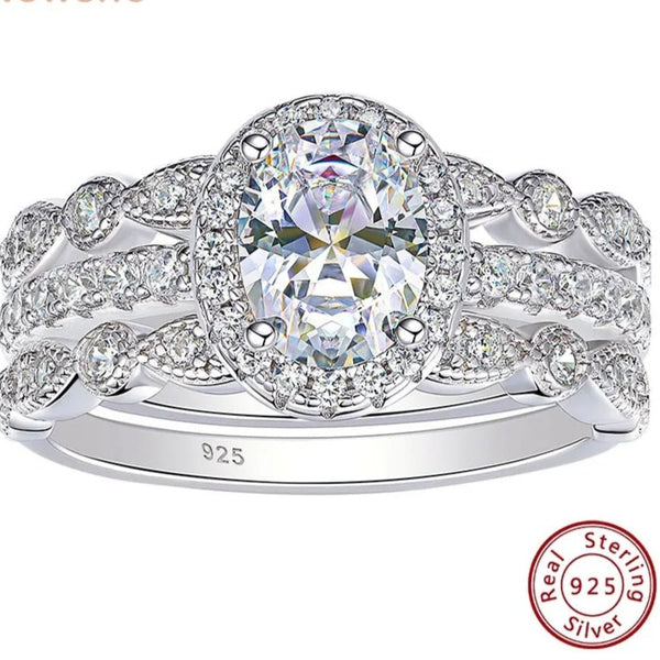 2.0 Carat  AAA CZ Three-Piece Wedding Set Sterling Silver HNS Studio Canada
