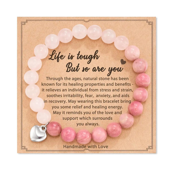 Rose Quartz & Rhodonite Beads Bracelet HNS Studio Canada