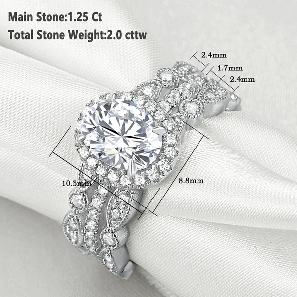 2.0 Carat  AAA CZ Three-Piece Wedding Set Sterling Silver HNS Studio Canada