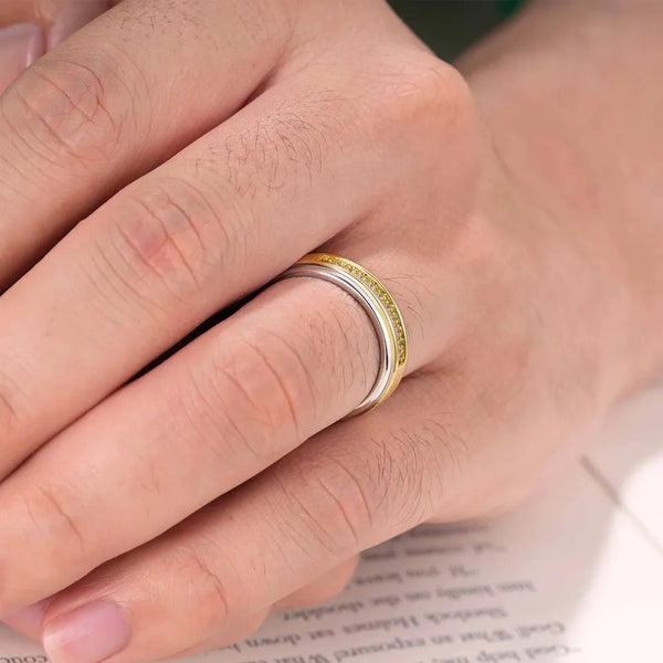 Men Promise Ring Band Sterling Silver- Gold Plated HNS Studio Canada