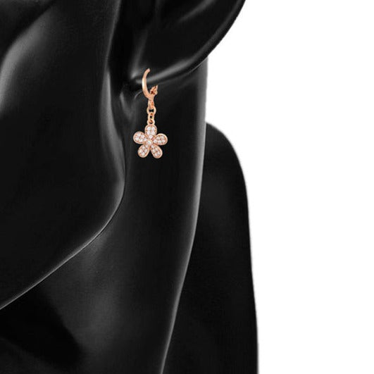 Beautiful Flower Drop Earrings- Rose Gold HNS Studio Canada