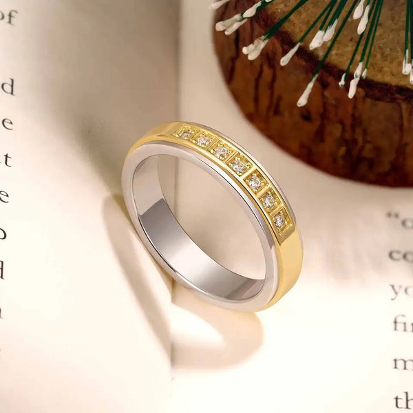 Men Promise Ring Band Sterling Silver- Gold Plated HNS Studio Canada