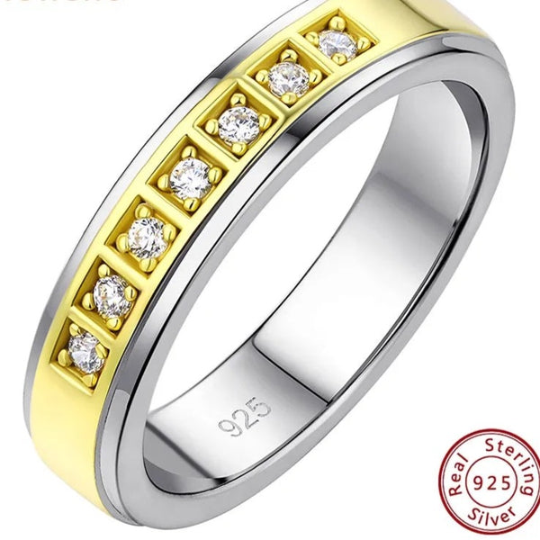 Men Promise Ring Band Sterling Silver- Gold Plated HNS Studio Canada