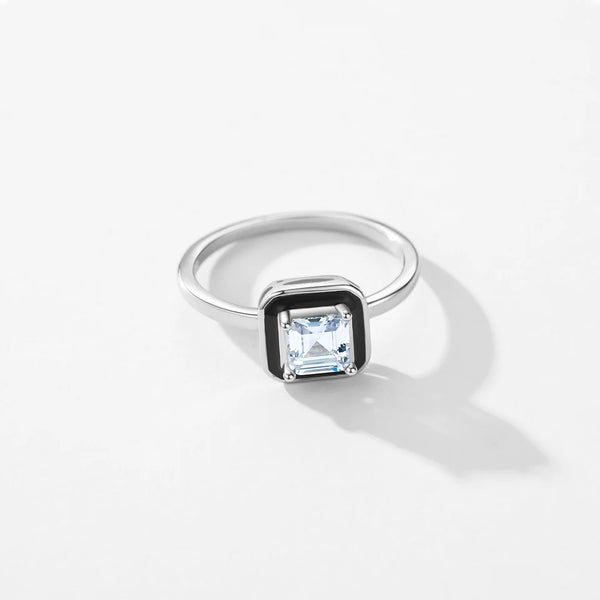 Square Stone Ring 925 Sterling Silver HNS Studio Canada
