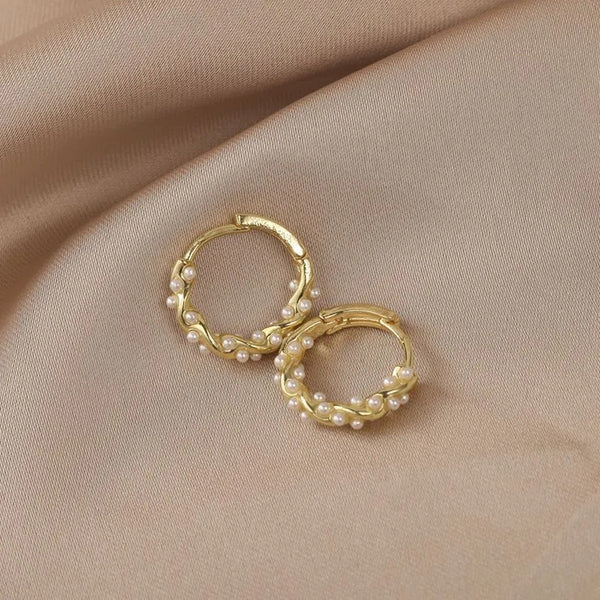 Twisted Pearl Hoop Earrings HNS Studio Canada