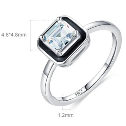 Square Stone Ring 925 Sterling Silver HNS Studio Canada