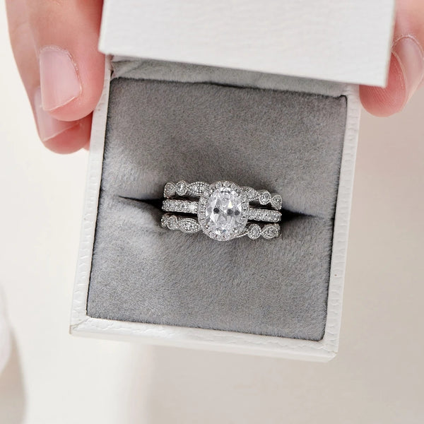 2.0 Carat  AAA CZ Three-Piece Wedding Set Sterling Silver HNS Studio Canada