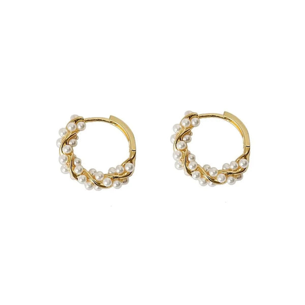 Twisted Pearl Hoop Earrings HNS Studio Canada