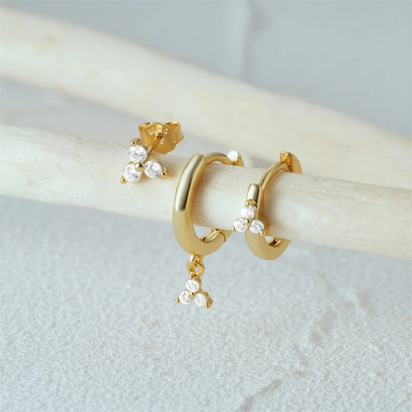 Huggie Hoop Gift Set Sterling Silver-3 Pair of Earrings