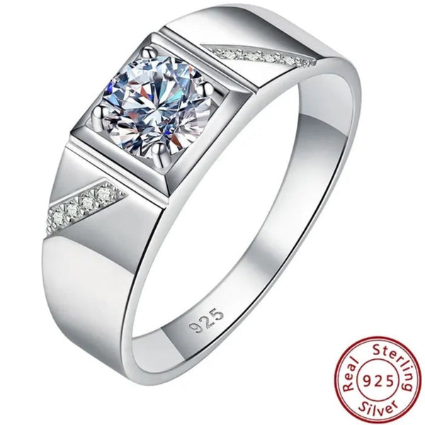 Men Moissanite Ring Engagement Ring 925 Sterling Silver HNS Studio Canada