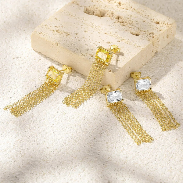 Long Chain Dangle Earrings HNS Studio Canada