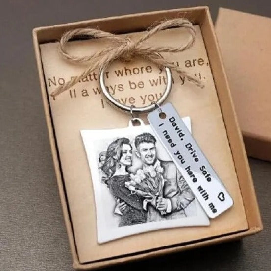 Custom Photo Keychain with Text HNS Studio Canada