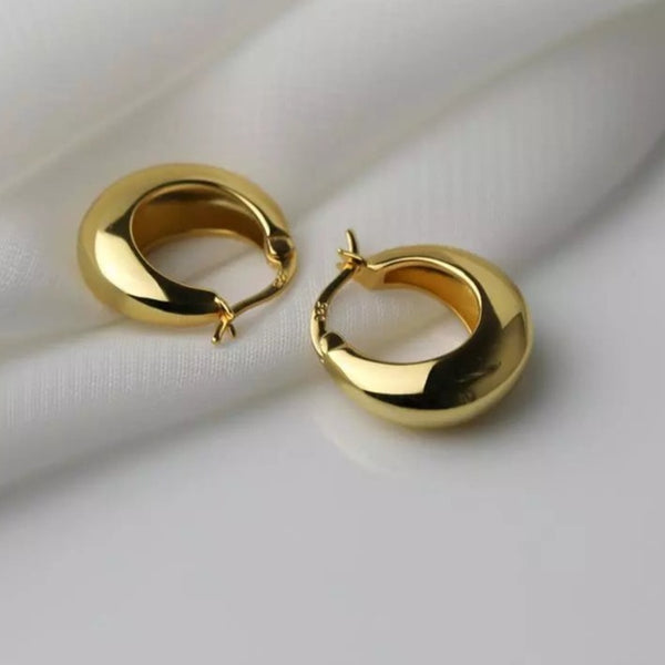 Chunky Gold Dome Hoop Earrings HNS Studio Canada
