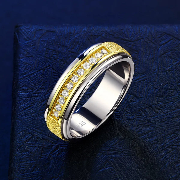 Men Promise Ring Band Sterling Silver- Gold Plated HNS Studio Canada
