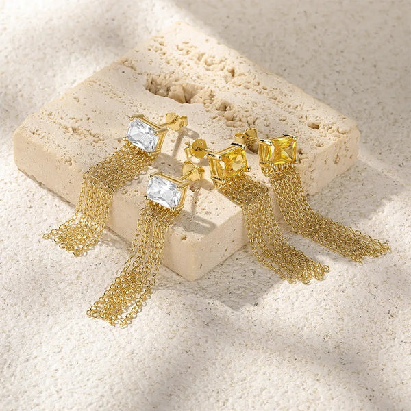 Long Chain Dangle Earrings HNS Studio Canada