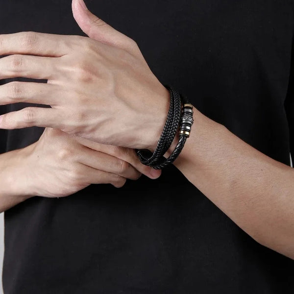 To My Son Never Forget How Much I Love You Braided Leather Bracelet HNS Studio Canada
