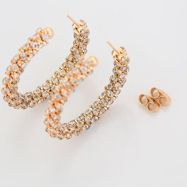 Round Brilliant Cut Diamond CZ Hoop Earrings HNS Studio Canada