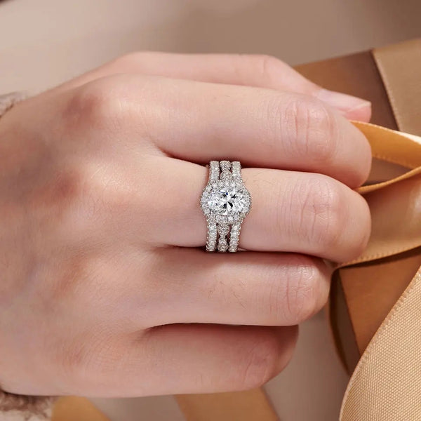 1.8 Carat  AAA CZ Three-Piece Wedding Set Sterling Silver