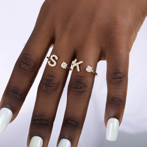 Personalize Pave Initial Ring HNS Studio Canada