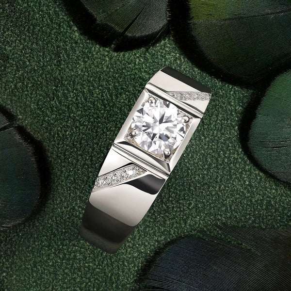 Men Moissanite Ring Engagement Ring 925 Sterling Silver HNS Studio Canada
