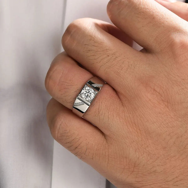 Men Moissanite Ring Engagement Ring 925 Sterling Silver HNS Studio Canada