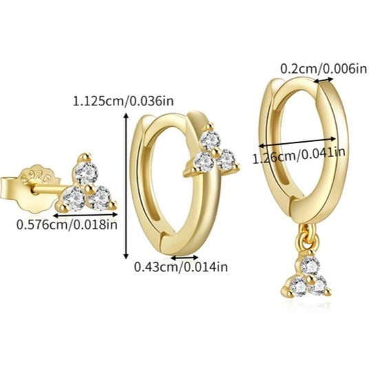 Huggie Hoop Gift Set Sterling Silver-3 Pair of Earrings