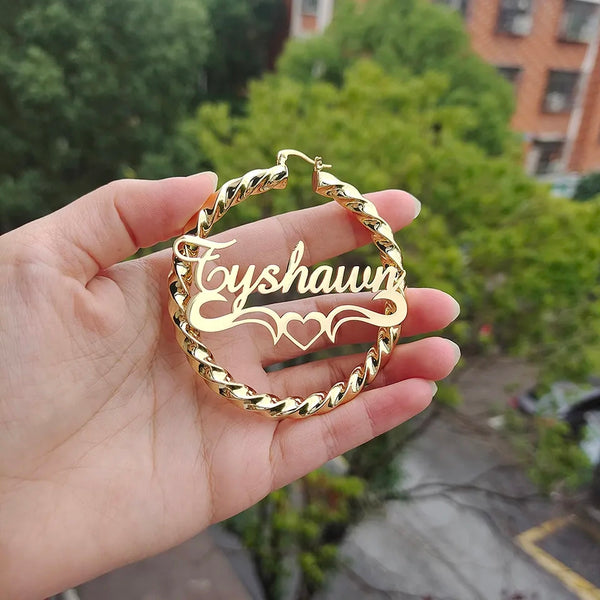 Personalized Twisted Hoop Name Earrings HNS Studio Canada