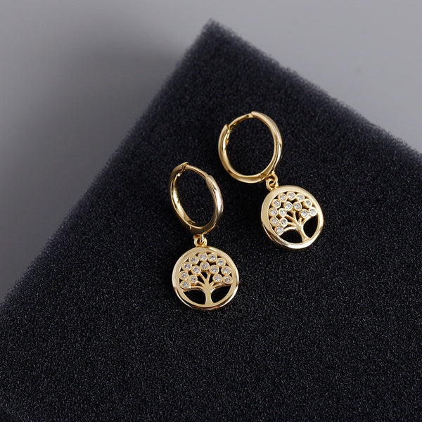 Tree of Life Huggie Earrings- Sterling Silver HNS Studio Canada