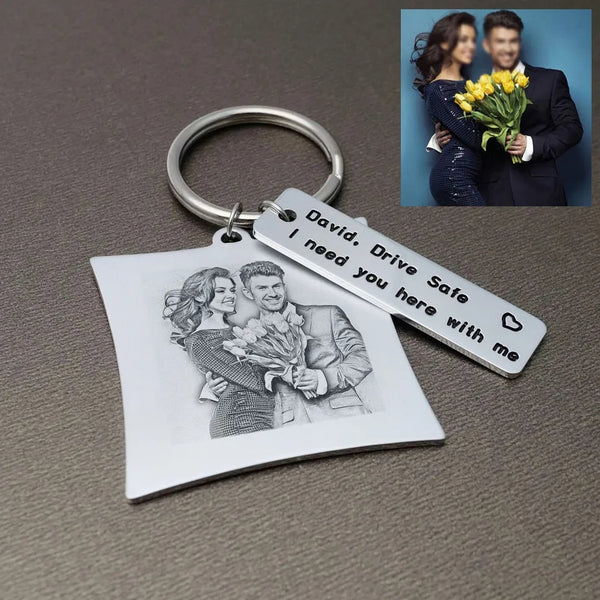 Custom Photo Keychain with Text HNS Studio Canada