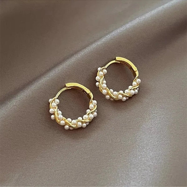 Twisted Pearl Hoop Earrings HNS Studio Canada