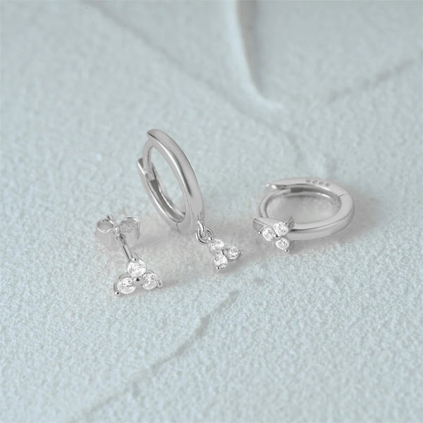 Huggie Hoop Gift Set Sterling Silver-3 Pair of Earrings