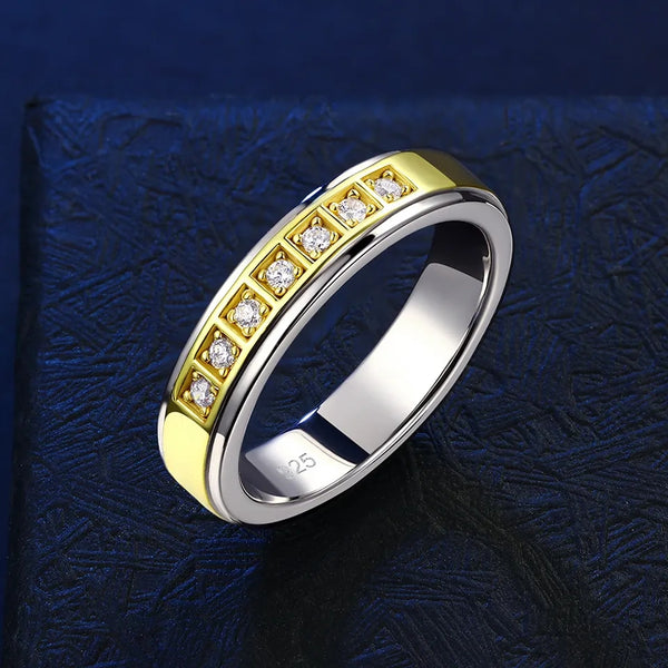 Men Promise Ring Band Sterling Silver- Gold Plated HNS Studio Canada
