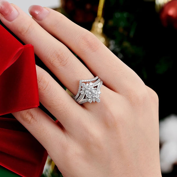 Royal Crown Bridal Ring Set- Sterling Silver HNS Studio