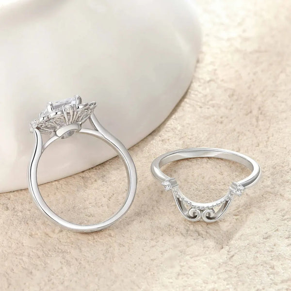 Emerald Cut 2.0 Carat 925 Sterling Silver Ring-Set of 2 HNS Studio Canada