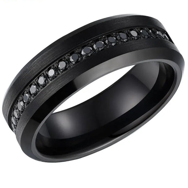 Men's Tungsten Carbide Wedding Band Black HNS Studio