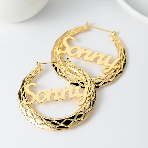 Personalized Hoop Name Earrings Thick HNS Studio Canada