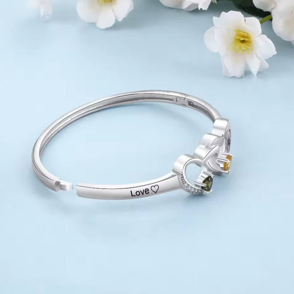 Custom Two Names Birthstone Bangle HNS Studio Canada