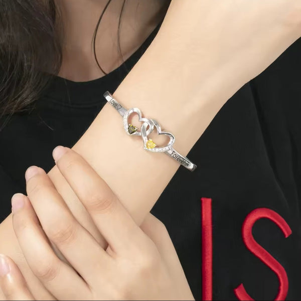 Custom Two Names Birthstone Bangle HNS Studio Canada