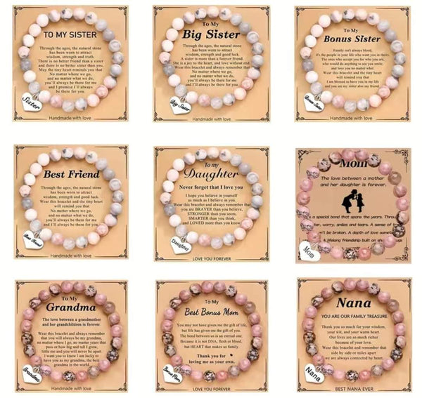 Pink Beads Bracelet For Sister, Mom , Nana and More HNS Studio Canada