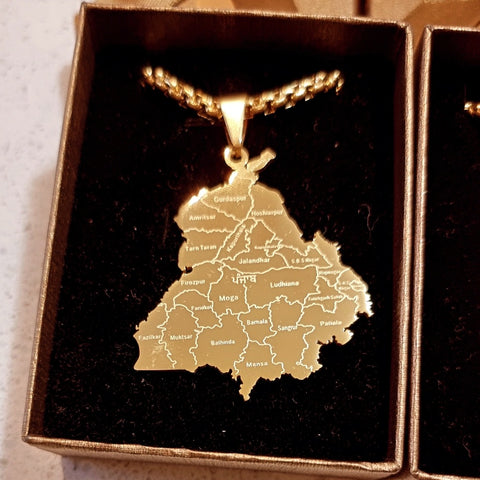 Punjab State Necklace with Cities-Big Pendant
