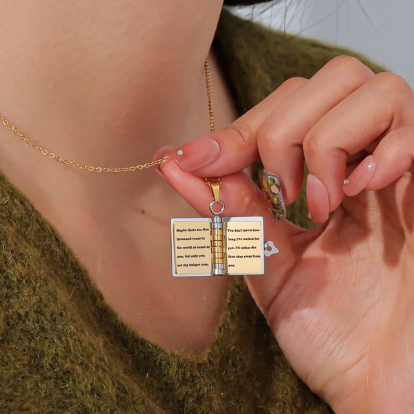 Custom Book Necklace – Personalized Mini Book Pendant