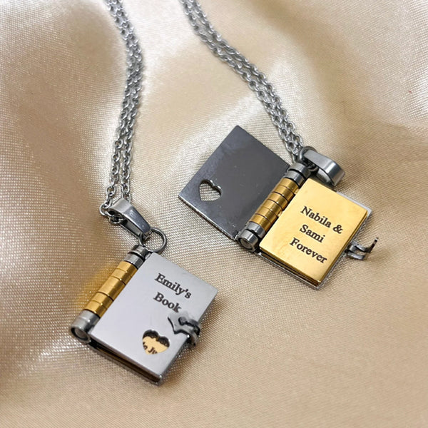 Custom Book Necklace – Personalized Mini Book Pendant