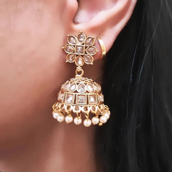 Gold plated Polki Jhumkis HNS Studio Canada