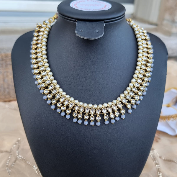 Ethnnic Choker With Champagne and Light Blue stones HNS Studio Canada