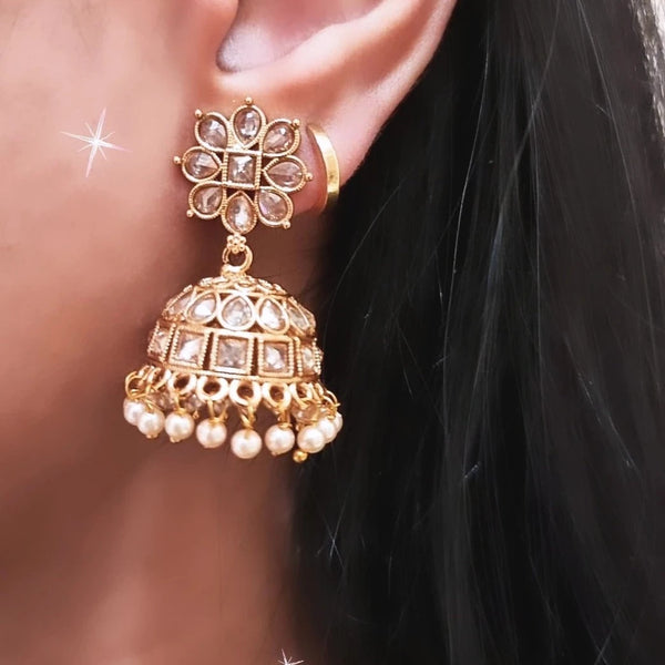 Gold plated Polki Jhumkis HNS Studio Canada